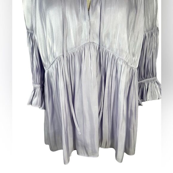 Cinq a Sept Lavender Purple Phyllis Bracelet Sleeve Gathered Pleated Blouse - Picture 7 of 16